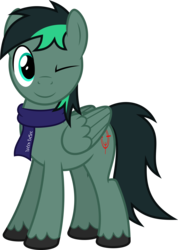 Size: 6400x8985 | Tagged: safe, artist:parclytaxel, oc, oc only, oc:target strike, pegasus, pony, 2019 community collab, derpibooru community collaboration, .svg available, absurd resolution, clothes, commission, looking at you, male, one eye closed, scarf, simple background, smiling, solo, stallion, transparent background, unshorn fetlocks, vector, wink