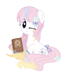 Size: 1595x1756 | Tagged: artist needed, safe, oc, oc only, pony, unicorn, 2019 community collab, derpibooru community collaboration, book, bow, female, glowing horn, hexagram, horn, levitation, looking at you, magic, mare, one eye closed, raised hoof, simple background, sitting, solo, tail bow, telekinesis, three quarter view, transparent background, wink