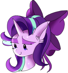 Size: 3600x3900 | Tagged: safe, artist:starlythesillyartist, starlight glimmer, pony, unicorn, g4, bow, female, high res, ribbon, simple background, smiling, solo, transparent background