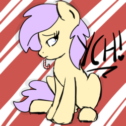 Size: 2100x2100 | Tagged: safe, artist:lannielona, pony, advertisement, candy, candy cane, christmas, commission, food, guilty, high res, holiday, looking back, mouth hold, sad, sketch, solo, wrapping paper, your character here