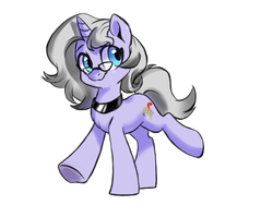 Size: 1600x1200 | Tagged: safe, artist:oofycolorful, oc, oc only, pony, unicorn, collar, female, glasses, looking at you, mare, simple background, white background