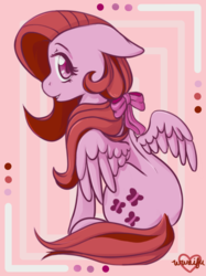 Size: 959x1280 | Tagged: safe, artist:wonderwaifu, fluttershy, pegasus, pony, g4, bow, cute, female, floppy ears, hair bow, limited palette, looking at you, shyabetes, smiling, solo, spread wings, wings