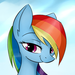 Size: 500x500 | Tagged: safe, artist:dashy21, rainbow dash, pegasus, pony, g4, bust, female, lidded eyes, looking at you, mare, portrait, solo