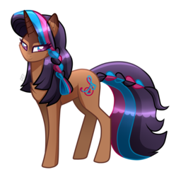 Size: 1413x1421 | Tagged: safe, artist:sugaryicecreammlp, oc, oc only, oc:kania, pony, unicorn, braid, braided tail, female, looking at you, mare, simple background, solo, transparent background