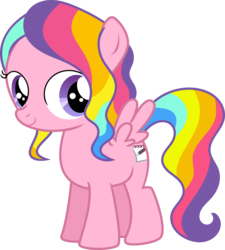 Size: 6004x6661 | Tagged: safe, artist:shootingstarsentry, gameloft, rainbow harmony, pegasus, pony, g4, my little pony: magic princess, school raze, absurd resolution, cute, female, filly, harmonybetes, multicolored hair, rainbow hair, simple background, smiling, solo, transparent background, vector, wings