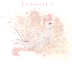 Size: 2400x2108 | Tagged: safe, artist:elzafox, oc, oc only, pony, any race, bed, commission, flower, high res, solo, your character here