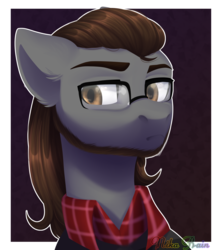 Size: 2622x2922 | Tagged: safe, artist:nika-rain, oc, oc only, pony, beard, bust, commission, facial hair, glasses, high res, portrait, solo