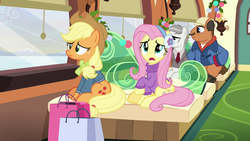 Size: 1280x720 | Tagged: safe, screencap, applejack, fluttershy, pony, g4, my little pony best gift ever