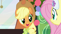 Size: 1280x720 | Tagged: safe, screencap, applejack, fluttershy, pony, g4, my little pony best gift ever