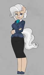 Size: 747x1280 | Tagged: safe, artist:cpwny, mayor mare, earth pony, anthro, unguligrade anthro, g4, clothes, colored hooves, crossed arms, cute, ear fluff, female, glasses, mare, simple background, skirt, smiling, solo