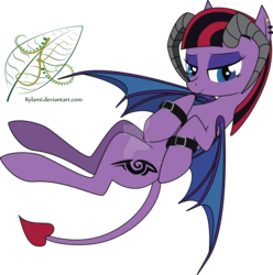 Size: 1600x1611 | Tagged: safe, artist:kylami, demon, demon pony, pony, bat wings, commission, wings, ych result