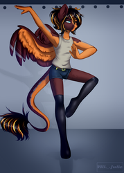 Size: 2000x2800 | Tagged: safe, artist:villjulie, oc, oc only, oc:daniel dasher, pegasus, anthro, anthro oc, armpits, clothes, femboy, gift art, high res, male, socks, ych result