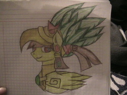 Size: 1024x768 | Tagged: safe, oc, oc only, oc:tailcoatl, pegasus, pony, female, graph paper, looking at you, mexico, nation ponies, ponified, smiling, solo, traditional art, xrichar