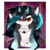 Size: 3000x3000 | Tagged: safe, artist:zakkurro, oc, oc only, oc:hideaki, pony, abstract background, chest fluff, digital art, eye clipping through hair, fangs, grin, high res, horn, looking at you, male, multicolored hair, multicolored mane, red eyes, signature, smiling, solo, stallion, ych result