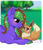 Size: 1024x1178 | Tagged: safe, artist:zakkurro, oc, oc only, oc:narachi, earth pony, eevee, pony, chest fluff, commission, digital art, ear fluff, female, grass, happy, looking at each other, mare, multicolored hair, multicolored mane, pokémon, prone, signature, smiling, solo, tree, ych result