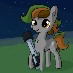 Size: 1280x1280 | Tagged: safe, artist:tjpones, oc, oc only, oc:deep sky, earth pony, pony, commission, male, night, smiling, solo, stallion, telescope