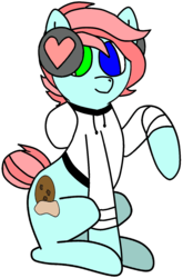 Size: 905x1368 | Tagged: safe, artist:cookiepone, derpibooru exclusive, oc, oc only, earth pony, pony, 2019 community collab, derpibooru community collaboration, clothes, cutie mark, female, headphones, heart, heterochromia, hoodie, mare, raised hoof, simple background, sitting, smiling, solo, transparent background