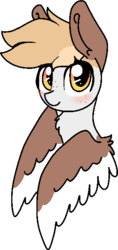 Size: 295x624 | Tagged: safe, artist:nootaz, oc, oc only, oc:wings, pony, blushing, looking at you, solo