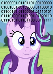 Size: 720x1004 | Tagged: safe, edit, edited edit, edited screencap, editor:axal-5, screencap, starlight glimmer, pony, unicorn, g4, rock solid friendship, binary, binary code, code, cropped, cute, eye, eyes, female, glimmerbetes, hair, hair flip, inverted mouth, looking at you, mane, mare, solo