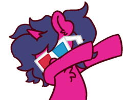 Size: 700x550 | Tagged: safe, artist:threetwotwo32232, oc, oc only, oc:fizzy pop, pony, 3d glasses, dab, female, mare, simple background, solo, transparent background