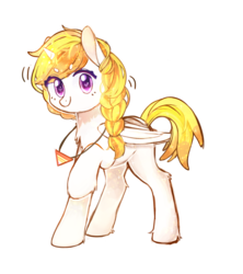 Size: 1667x1877 | Tagged: artist needed, safe, oc, oc only, oc:可乐, alicorn, pony, 2019 community collab, derpibooru community collaboration, alicorn oc, braid, chest fluff, female, folded wings, heart eyes, jewelry, leg fluff, looking at you, mare, necklace, raised hoof, simple background, smiling, solo, standing, transparent background, wingding eyes, wings