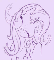 Size: 1280x1423 | Tagged: safe, artist:zetamad, starlight glimmer, pony, unicorn, g4, behaving like a cat, cute, eyes closed, female, glimmerbetes, hand, lineart, mare, offscreen character, offscreen human, petting, pov, sketch, solo