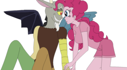 Size: 1208x670 | Tagged: safe, discord, pinkie pie, anthro, g4, couple, female, husband and wife, love, male, pony coloring, ship:discopie, shipping, straight