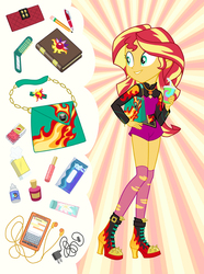 Size: 892x1200 | Tagged: safe, artist:sapphiregamgee, sunset shimmer, equestria girls, equestria girls series, bag, commissioner:shortskirtsandexplosions, fashion, female, fiery shimmer, geode of empathy, magical geodes, purse, sunset's journal