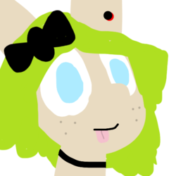 Size: 480x480 | Tagged: safe, artist:artdbait, pony, bust, doodle, ear piercing, green hair, piercing, solo, tongue out