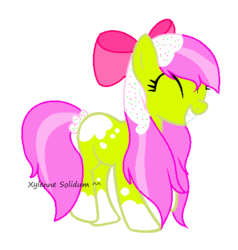 Size: 456x480 | Tagged: safe, artist:xylenneisnotamazing, oc, oc only, oc:strawberry cupcake, earth pony, pony, base used, bow, female, hair bow, mare, simple background, solo, transparent background