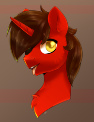 Size: 1828x2352 | Tagged: safe, artist:tigra0118, oc, oc only, pony, unicorn, bust, hair over one eye, looking at you, portrait, solo, tongue out