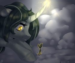 Size: 3000x2500 | Tagged: safe, artist:tigra0118, oc, oc only, pony, art, glowing horn, high res, horn, magic, plant, snow, solo