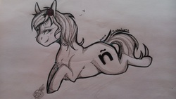 Size: 3104x1746 | Tagged: safe, oc, oc only, oc:maría teresa de los ponyos paguetti, pony, monochrome, solo, traditional art