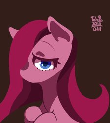 Size: 800x891 | Tagged: safe, artist:tohupo, pinkie pie, earth pony, pony, g4, brown background, female, hooves, lineless, mare, pinkamena diane pie, simple background, solo
