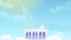 Size: 1280x720 | Tagged: safe, screencap, rarity, pony, g4, sonic rainboom (episode), butterfly wings, cloud, cloudosseum, cloudsdale, female, flag, mare, solo