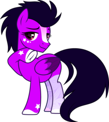 Size: 2200x2472 | Tagged: safe, artist:moonhoek, oc, oc only, oc:kallichore, pegasus, pony, 2019 community collab, derpibooru community collaboration, rcf community, clothes, female, high res, long tail, mare, masculine mare, short hair, simple background, socks, solo, transparent background, wingding eyes, wings
