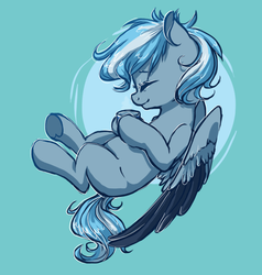Size: 1280x1345 | Tagged: safe, artist:amphoera, oc, oc only, oc:wind shear, pegasus, pony, colored wings, colored wingtips, cup, cute, eyes closed, female, flying, mare, simple background, solo, teal background