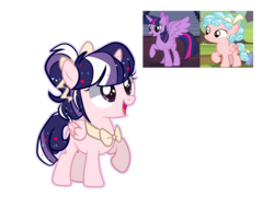 Size: 3640x2620 | Tagged: safe, artist:iheyyasyfox, cozy glow, twilight sparkle, oc, alicorn, pony, g4, age difference, cozytwi, female, filly, high res, magical, magical lesbian spawn, offspring, parent:cozy glow, parent:twilight sparkle, parents:cozytwi, shipping, simple background, transparent background, twilight sparkle (alicorn)