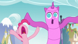 Size: 1280x720 | Tagged: safe, screencap, pinkie pie, pony, g4, the one where pinkie pie knows, aaugh!, airdancer, animated, female, flailing, noodle arms, open mouth, ponk, screaming, solo, sound, tongue out, volumetric mouth, wacky waving inflatable tube pony, webm