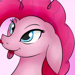 Size: 500x500 | Tagged: safe, artist:dashy21, pinkie pie, earth pony, pony, g4, :p, bust, female, floppy ears, mare, portrait, silly, smiling, solo, tongue out