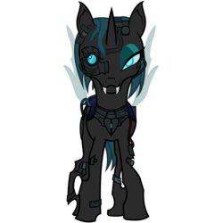 Size: 1200x1200 | Tagged: safe, artist:thequeen, oc, oc only, oc:simula, changeling, 2019 community collab, derpibooru community collaboration, borg, changeling oc, looking at you, simple background, solo, star trek, transparent background, vector