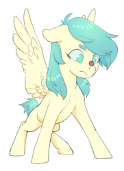 Size: 1111x1531 | Tagged: safe, artist:amphoera, oc, oc only, oc:venti via, ladybug, pegasus, pony, solo, spread wings, wings
