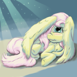 Size: 1584x1584 | Tagged: safe, artist:firefanatic, fluttershy, pegasus, pony, g4, blushing, cute, digital art, dimples, female, fluffy, large wings, mare, prone, shy, shyabetes, smiling, solo, wings