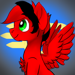 Size: 1024x1024 | Tagged: safe, artist:brainiac, oc, oc only, pony, christmas gift, red and black oc, solo, vault-tec logo