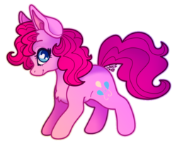 Size: 797x647 | Tagged: safe, artist:sparkledogdraws, pinkie pie, earth pony, pony, g4, chest fluff, female, heart eyes, profile, simple background, solo, transparent background, wingding eyes