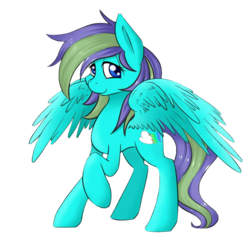 Size: 1019x1024 | Tagged: safe, oc, oc only, oc:rainbowsine finn, pegasus, pony, 2019 community collab, derpibooru community collaboration, female, looking at you, raised hoof, simple background, solo, transparent background, wings