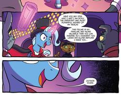 Size: 1179x924 | Tagged: safe, artist:tony fleecs, idw, capper dapperpaws, trixie, abyssinian, diamond dog, pony, unicorn, g4, my little pony: the movie, nightmare knights, spoiler:comic, spoiler:comicnightmareknights03, female, mare, the alley cat, the great and powerful roxy, unnamed character, unnamed diamond dog