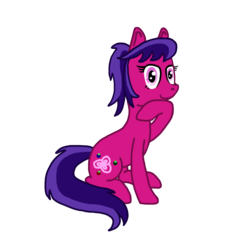 Size: 2000x2000 | Tagged: safe, artist:smannawarp, oc, oc only, oc:roseberry, earth pony, pony, 2019 community collab, derpibooru community collaboration, high res, looking at you, ponytail, simple background, sitting, solo, transparent background
