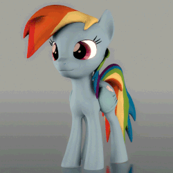 Size: 1000x1000 | Tagged: safe, artist:psfmer, rainbow dash, pony, g4, 3d, animated, blinking, female, gif, gradient background, idle animation, perfect loop, reflection, solo, source filmmaker