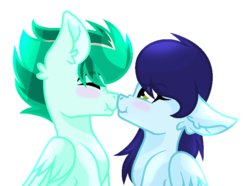 Size: 772x573 | Tagged: safe, artist:sapphireartemis, oc, oc only, oc:sapphire skies, oc:thunder greenlight, pegasus, pony, boop, female, male, mare, noseboop, simple background, stallion, transparent background